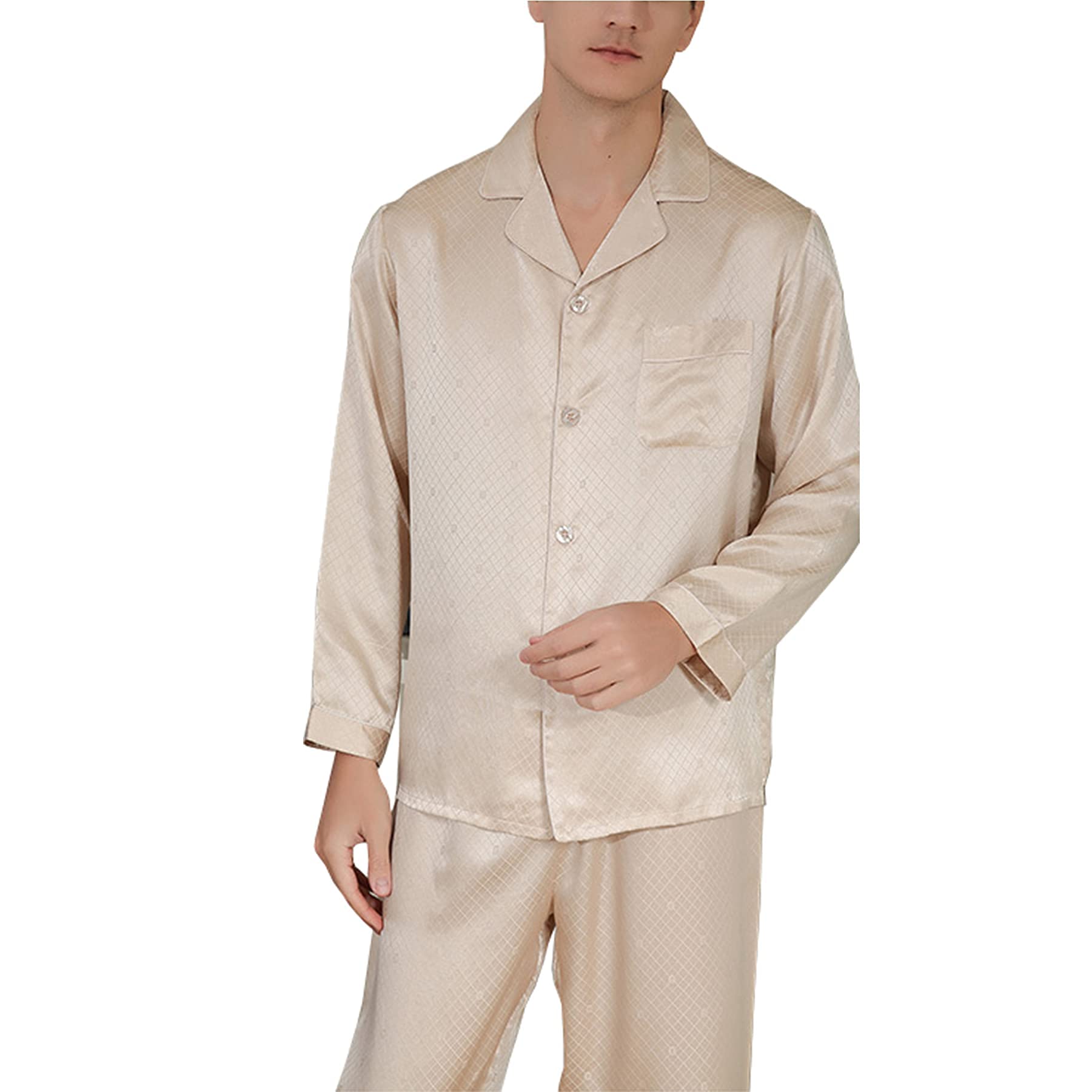 Mens 2 Piec Pjs Suit 100% Silk Pajamas 