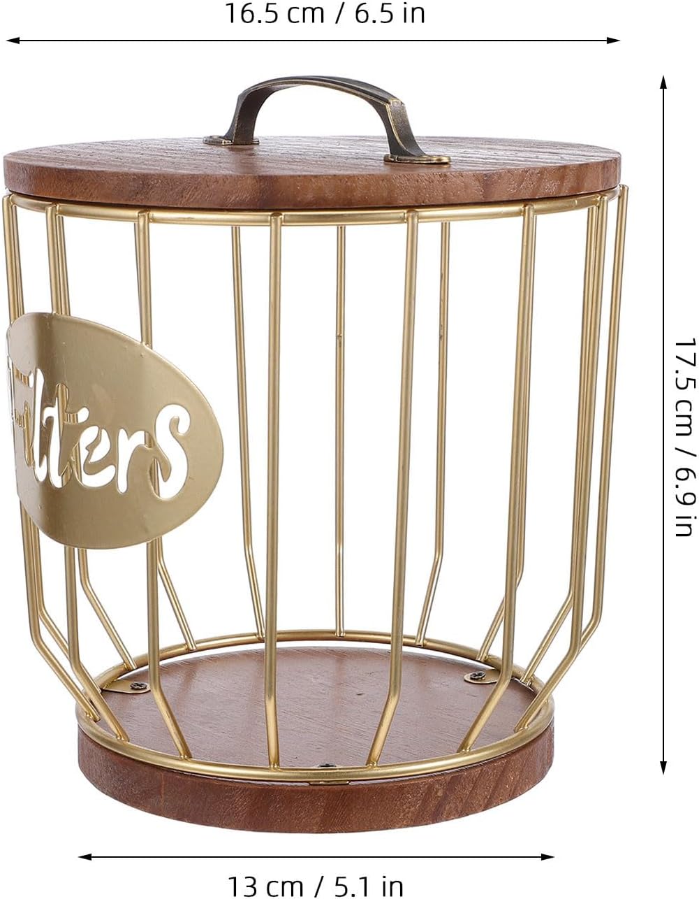 Rustic Iron Wood Mesh Wire Basket for Countertop Organizer