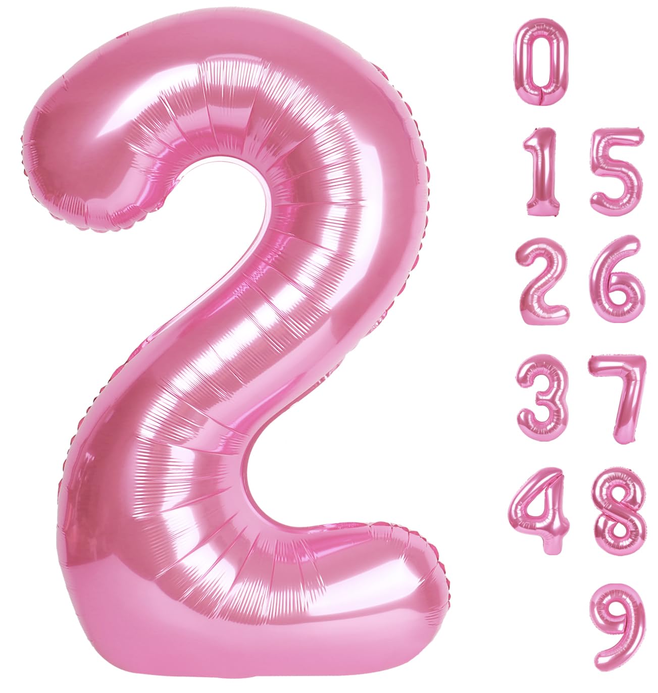 2 Numbers Balloon 40 Inch Pink Two Balloon Number Birthday Decor, 2nd 12 21st Party Celebration Decorations Graduations Wedding Baby Shower