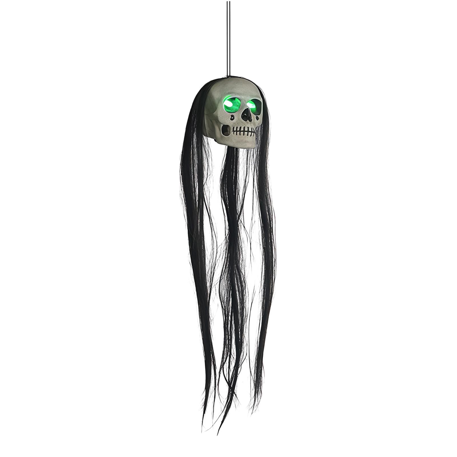 Whoasyst Glowing Eyes Halloween Specter Decoration with Long Hair Hanging Ornament Party Supplies Light Up Hanging Manifestation