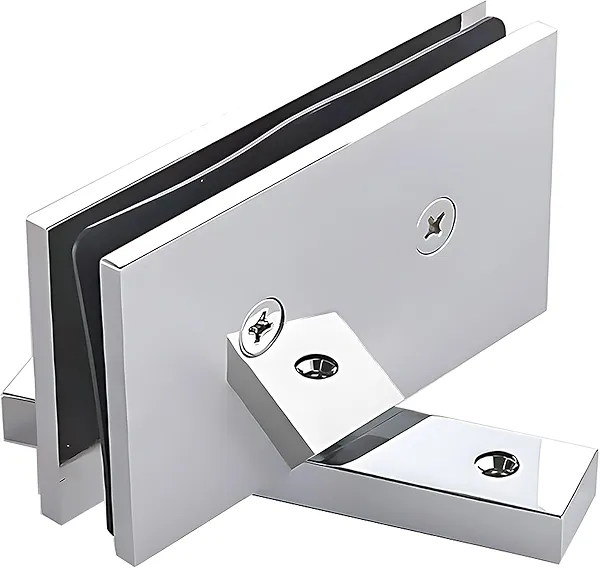 Shower Glass Door Hinge, Solid Brass 360-Degree Rotating Shower Door Hinge, Fits 8-12mm Tempered Glass, Chrome