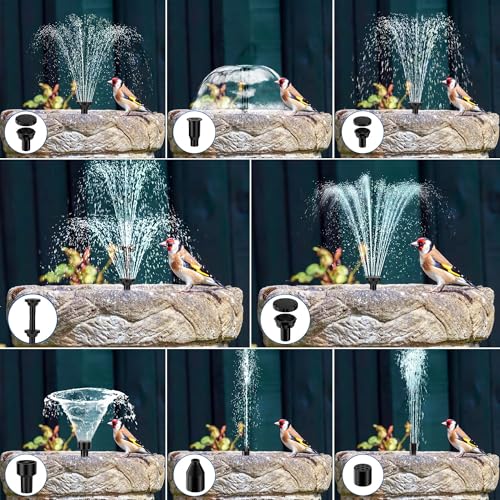 Biling Solarbrunnen mit Akku, 7,5 W Solar-Teichpumpe mit 3600 mAh Batterie Schwimmende Solarpump Fontäne mit 10 Sprühstilen, Solar Springbrunnenpump ideal für Gartenteich, Wasserspiel und Vogelbad