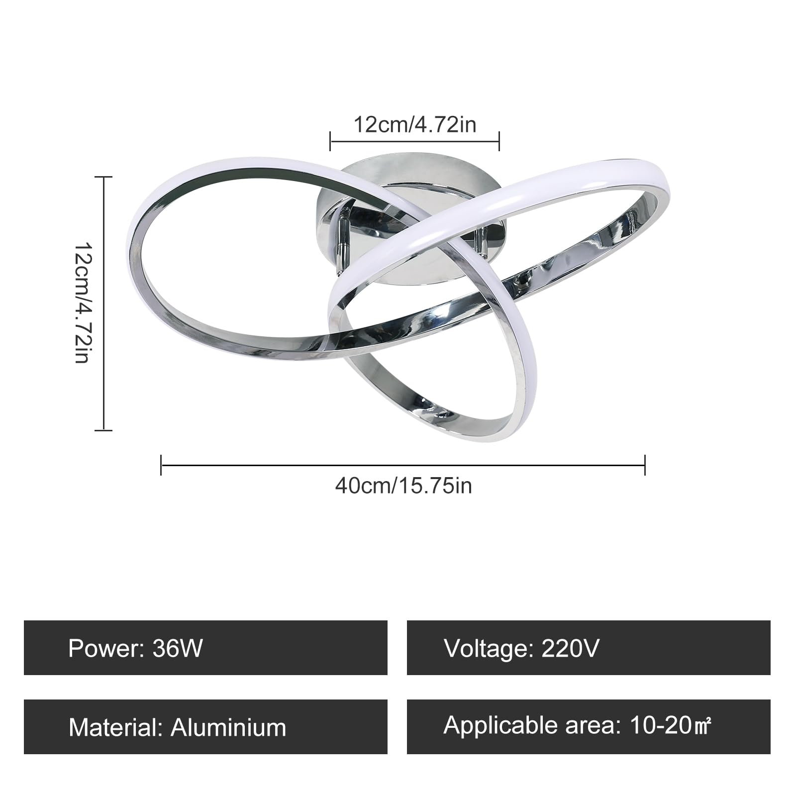 Comely Plafoniera LED Soffitto Moderna Dimmerabile, 36W Lampadario LED Soffitto con Telecomando, Creativa Forma di Fiore Lampada da Soffitto per Soggiorno Camera da Letto Cucina Corridoio (Argento)