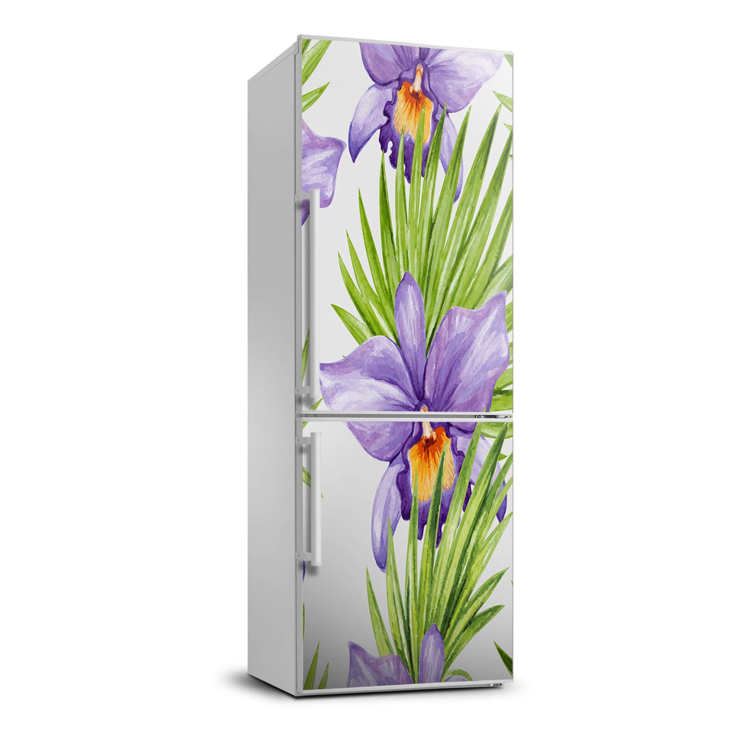 Autocollant frigo 70x190cm motif orchidées et palmiers avec vinyle auto-adhésif Tulup