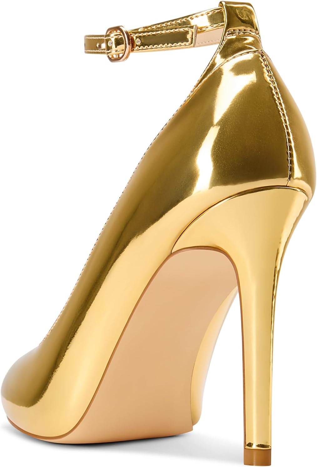 Aachcol Womens Close Pointed Toe Stiletto High Heel Pumps Ankle Strap Wedding Party Dress Shoes 3.9 Inches Heels