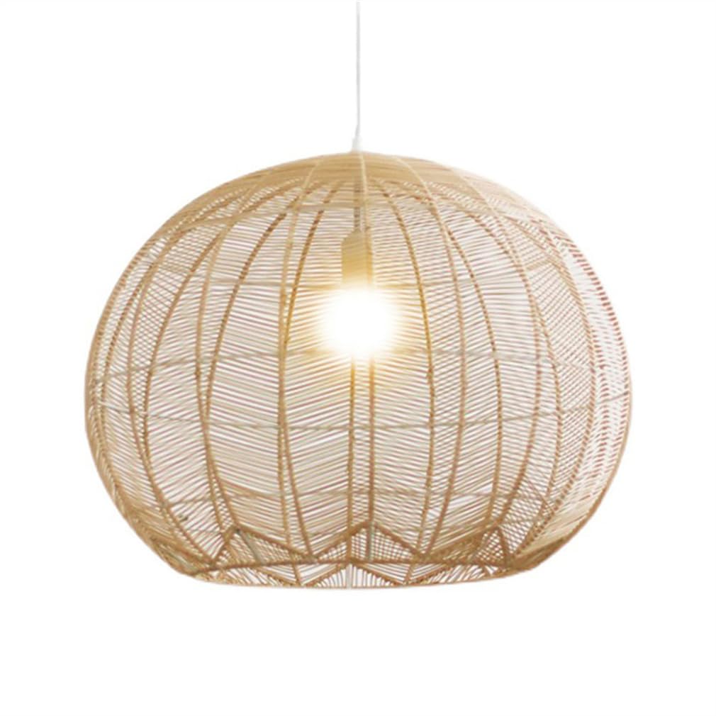 Lustre en bambou tressé plafonnier osier réglable salon 50 cm