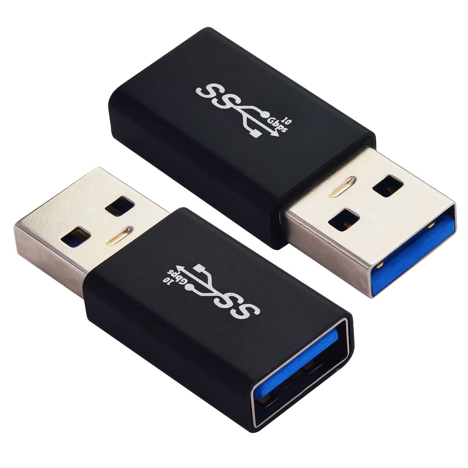 Leehitech USB A to USB A 変換アダプター 10Gbps高速データ転送 USB3.1 Gen2 A オス to A メス変換コネクター アルミニウム合金材料 小型 軽量 延長電源データアダプター，携帯電話、Uディスク、キーボード、モバイルハードディスク、携帯パソコン等対応 (2個セット)