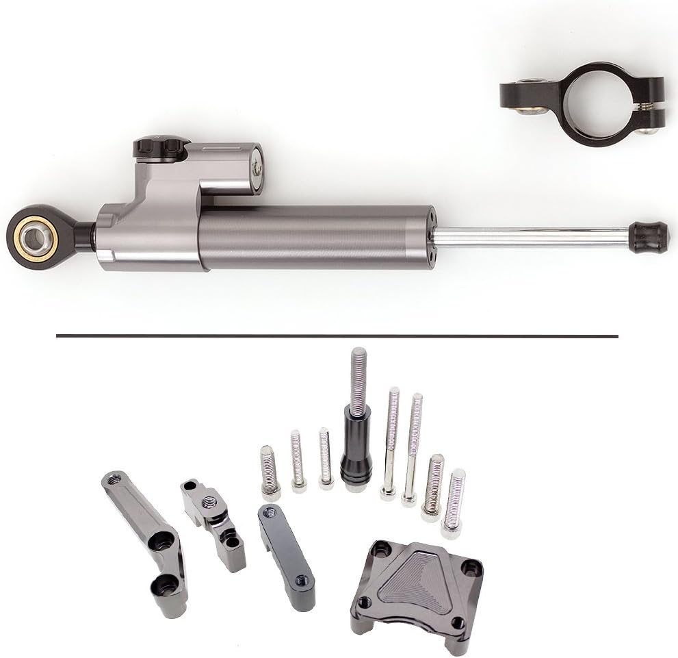FXCNC Motorcycle CNC Steering Damper Stabilizer Buffer Control Bar With Mounting Bracket Kit Full Set Compatible with EX300 NINJA 250 300R ZX300R ZX250R 2013-2020