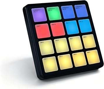 M-VAVE SK16 SMC-PAD Pocket Wireless MIDI Controller, 16 RGB Backlit Drum Pads, USB-C Rechargeable, BT Wireless Portable Pad, 4.1 x 4.1 Inch, Black