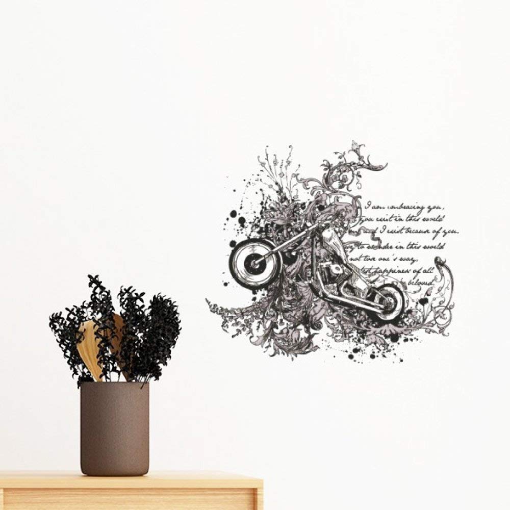Sticker mural moto fleur de 50cm pour sublimer la déco d'une chambre d'ado