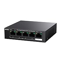 Tenda Switch PoE 5 Porte Gigabit 10, 100, 1000 Mbps, 4 Porte PoE+ Fino a 58W, Desktop, Parete, Switch PoE+ Fino a 30 W per Porta, Un Vlan Chiave, IEEE 802.3af, at, Metallo, TEG1105P-4-63W