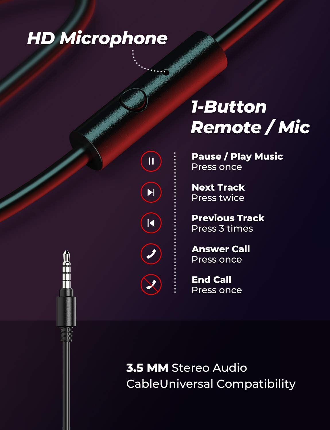 iClever HS18 Over Ear Headphones with Microphone - Lightweight Stereo Headphones, Adjustable Foldable Wired Headphones with 3.5mm Jack for Online Class/Meeting/iPad/Phone/Computer, Black : Electronics