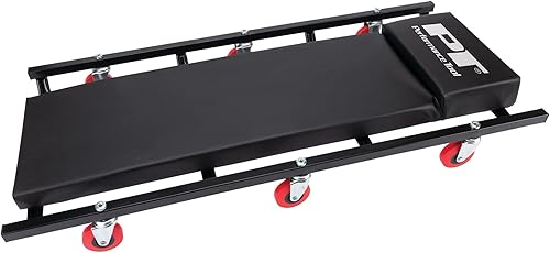 Performance Tool W85015 - Enredadera automotriz de perfil bajo con 6 ruedas giratorias de 36 x 17 pulgadas con reposacabezas acolchado, color negro