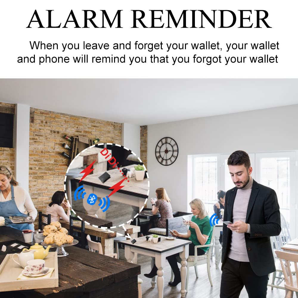 Trackable Anti-Lost Bluetooth Wallet, Intelligent Tracker Finder with Position Locator (Via Phone GPS) Bifold Leather Card Purse Gifts for Him (Black)