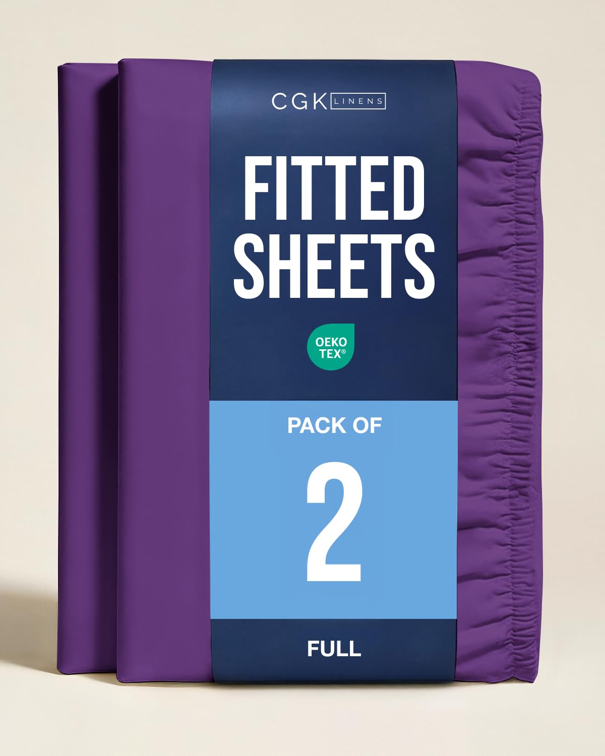 Full Fitted Sheet - Pack of 2 Single Fitted Bottom Sheet Only - Purple