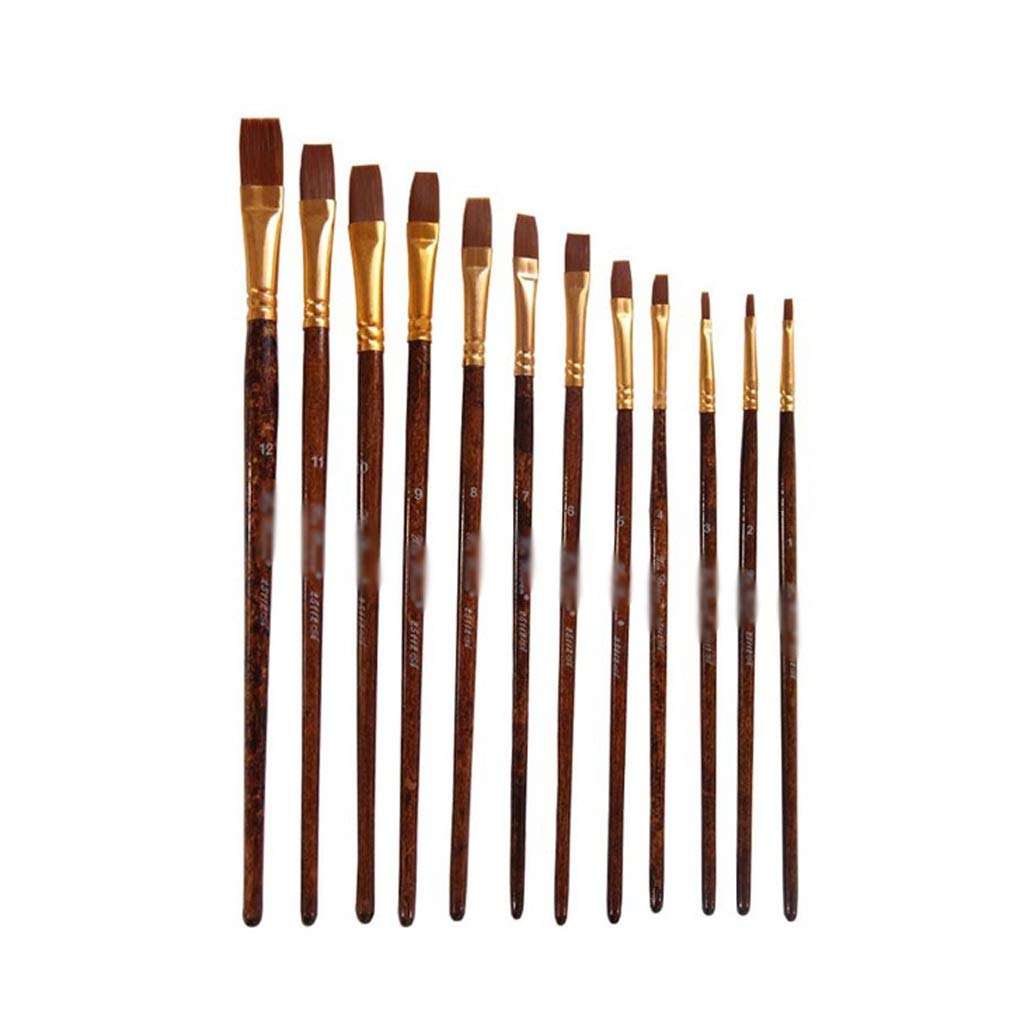 Juego de 12 Pinceles de Acuarela para Pintar Modelos de Pelo de Nailon por número, Suministros para Manualidades y Arte, Pinceles para Artistas(D)