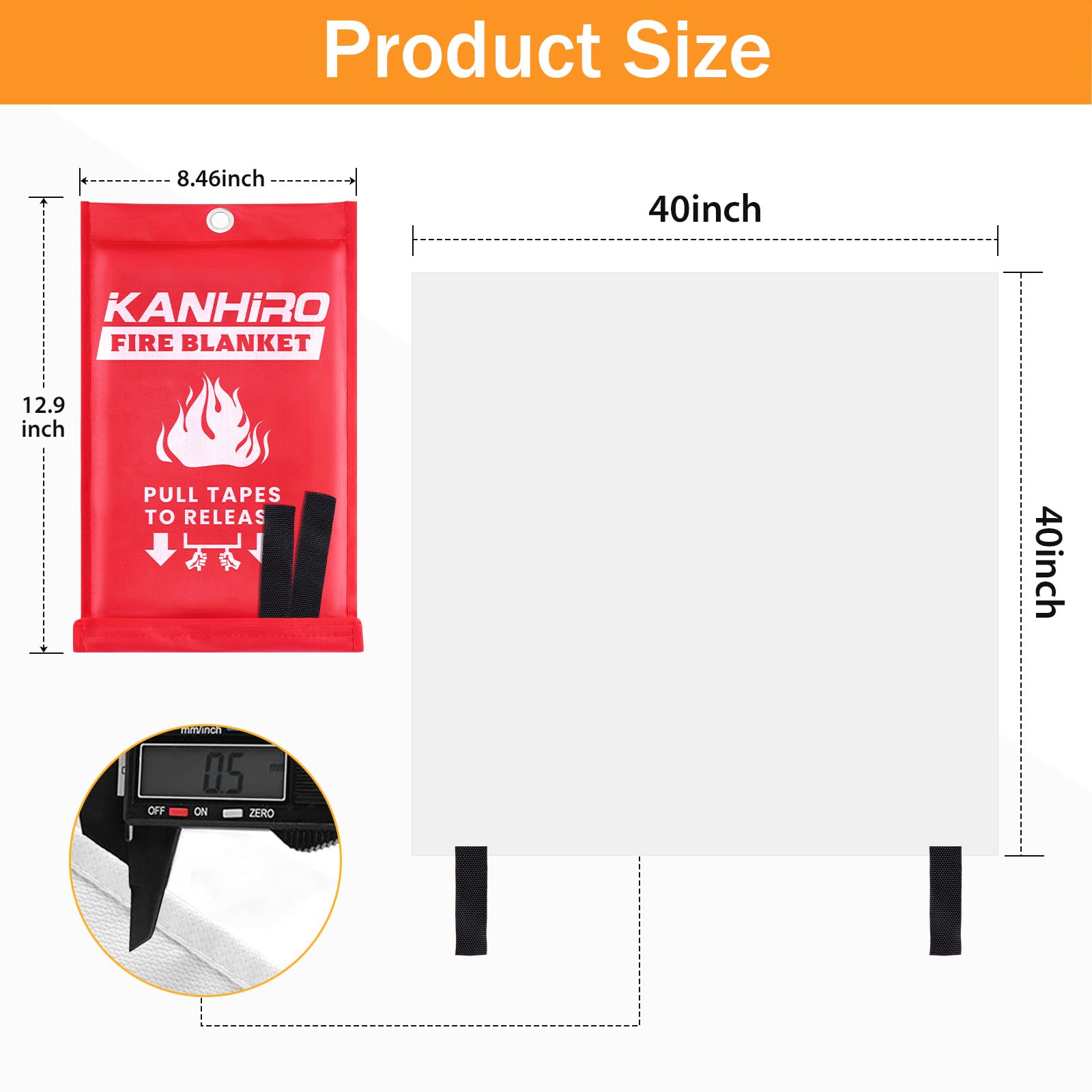kanhiro Coperta antincendio di emergenza per casa, cucina, in fibra di vetro, ideale per scuola, camino, griglia, auto, ufficio, magazzino (confezione da 6, 99 x 99 cm)