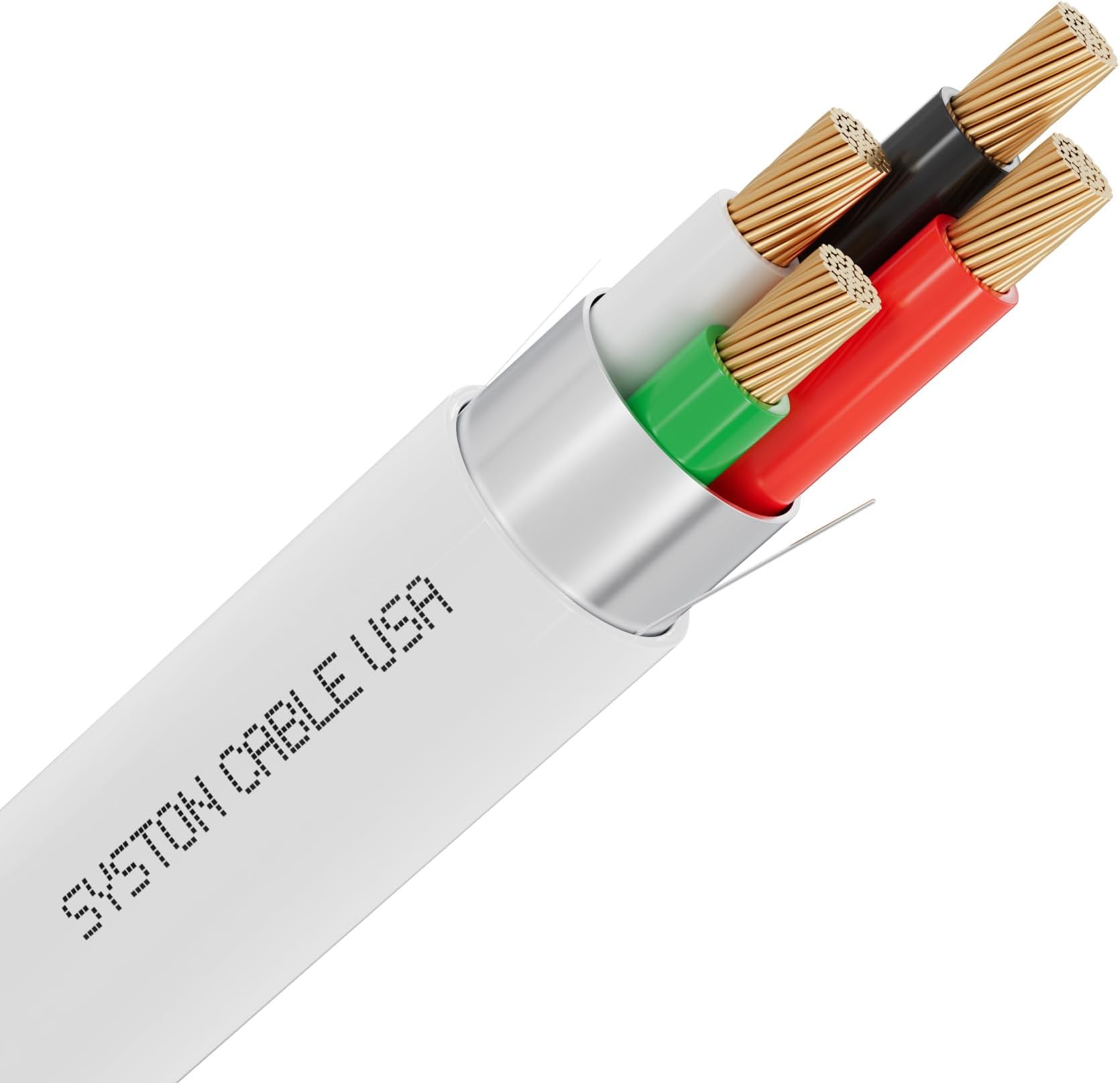 Syston Cable TechnologySound Alarm Control Cable For Syston 18/4 Fire Safety Station, 18 Awg, 4 Conductors, Plenum Rated Cmp/Cl3P, Shielded, 100% Copper Stranded, R