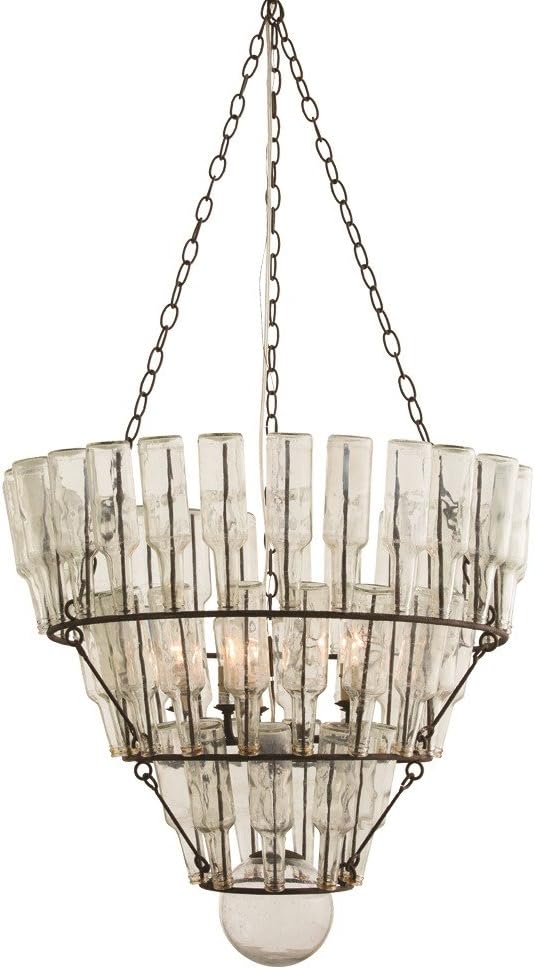 Arteriors 89326 - Iron & Glass Chandelier - 5 Light - Rust Finish/Vintage Glass Bottles - Stedman Collection