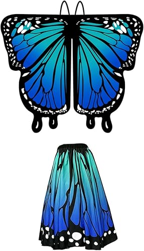 Miniatura 4 de Tibeha Alas de mariposa de Halloween para mujer, disfraz de doble cara con máscara y diadema de antena para adultos
