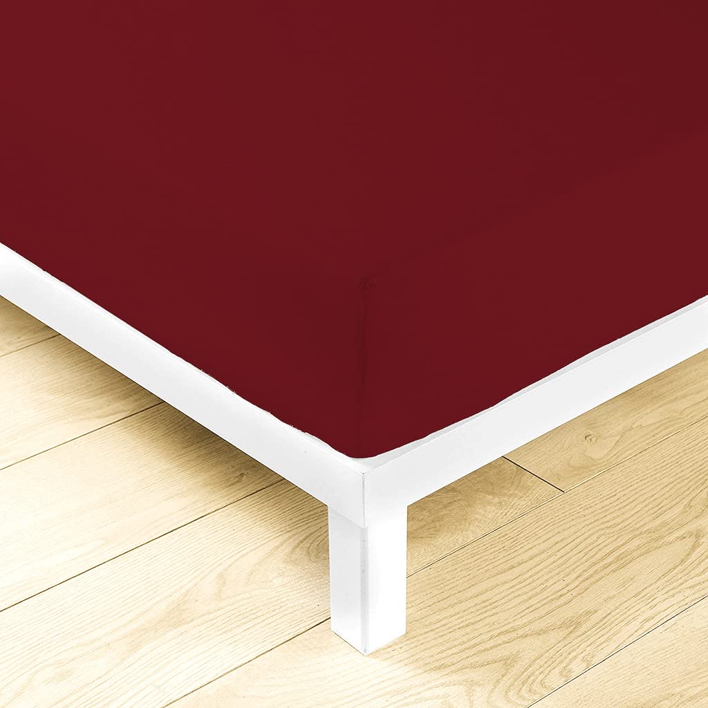 LARA MORADA - Set Completo Lenzuola Una Piazza E Mezza, Misura Francese, 100% Cotone, Made in Italy, Tinta Unita, per Letto 1 Piazza E Mezza 140x200cm, Bordeaux