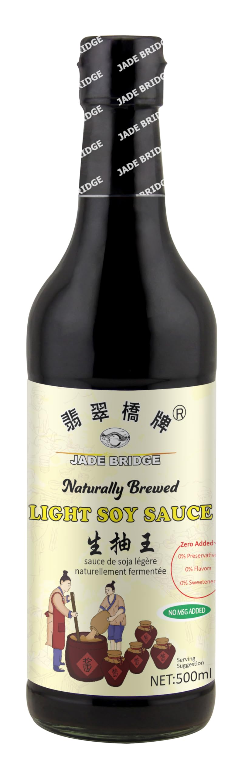 JADE BRIDGE ZERO ADDED LIGHT SOY SAUCE 500GM