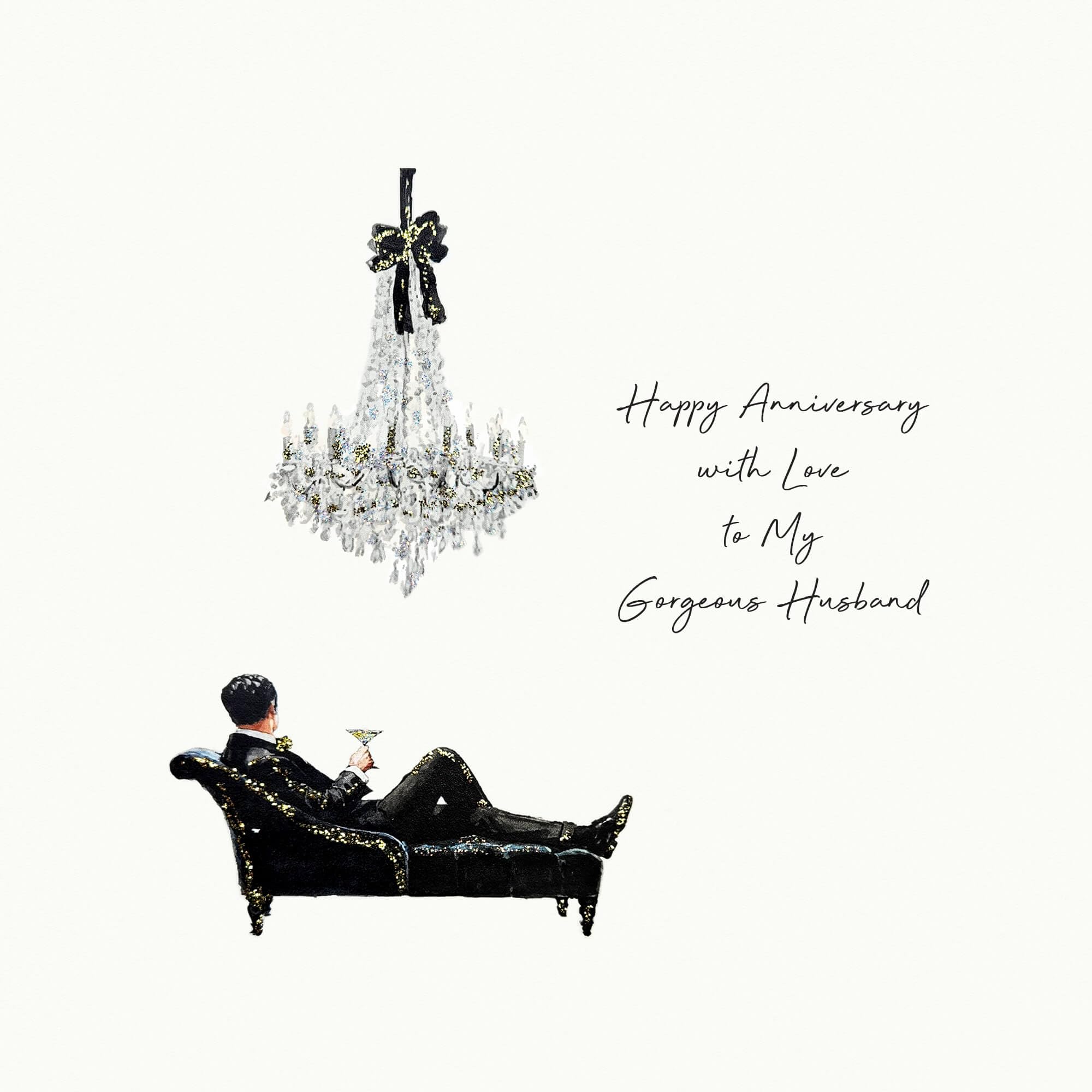 Five Dollar Shake Luxury Anniversary Card Gorgeous Husband - Quality Sparkle