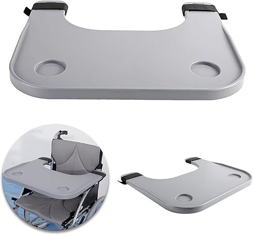 Bandeja de regazo para silla de ruedas, mesa extraíble para adultos con ranura para tazas, accesorios para sillas de ruedas para adultos, material
