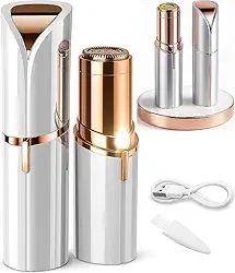 Depilador Facial Feminino Zero Incômodo Recarregável USB Formato Batom com Luz LED Removedor de Pelos Portátil para Rosto Buço e Sobrancelhas