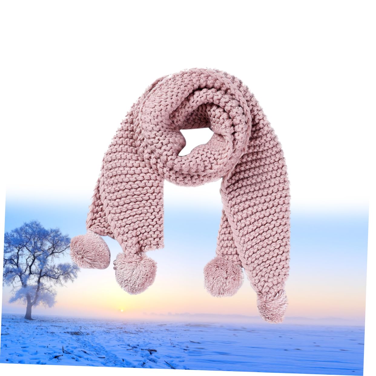 3 Piezas niño Bufanda de Invierno Bufandas para niños con Bolas peludas de niño cálida para niños de Lana Rosa