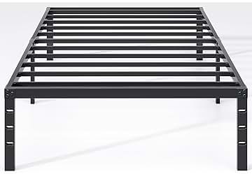 Metal Bed Frame,Twin Size Bed Frame with Storage Space,Heavy Duty Sturdy Mattress Foundation,Easy Assembly,No Box Spring Needed, Black,14 Inch,Twin