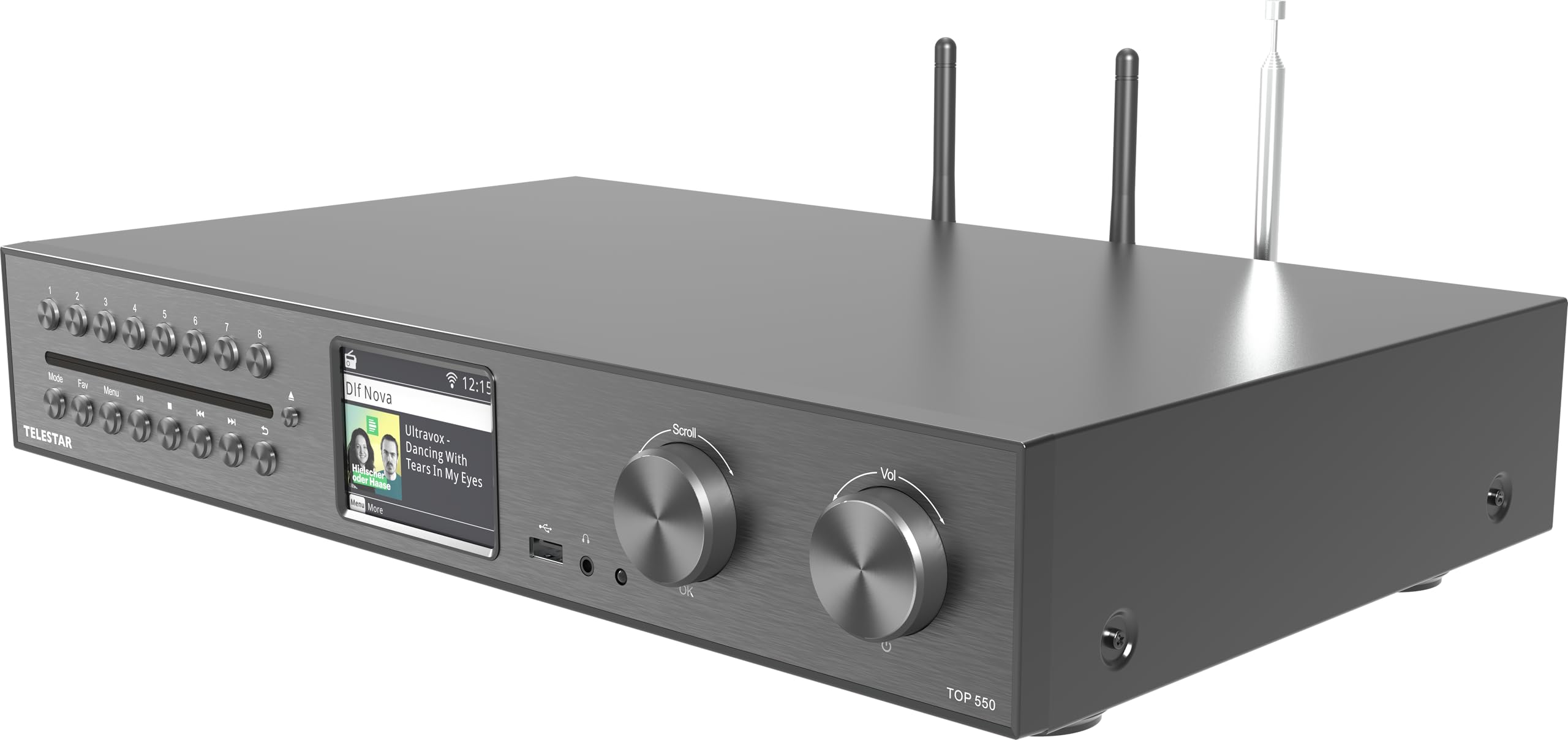 TELESTAR TOP 550 – HiFi-System mit Verstärker & CD-Player, 43 cm – Schwarz | 2 × 30 W, Internetradio/DAB+, Bluetooth Audio-Streaming & Sendefunktion, Hotelmodus, USB-Aufnahme, Streamingdienste