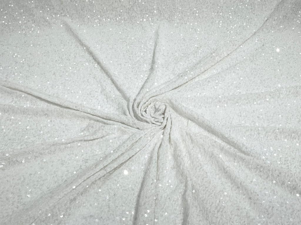 New Creations Fabric & Foam Inc, 54" Stretch Velvet with Luxury Sequins All Over 5mm Shining Sequins 2-Way Stretch (Orange, 1 Yard)