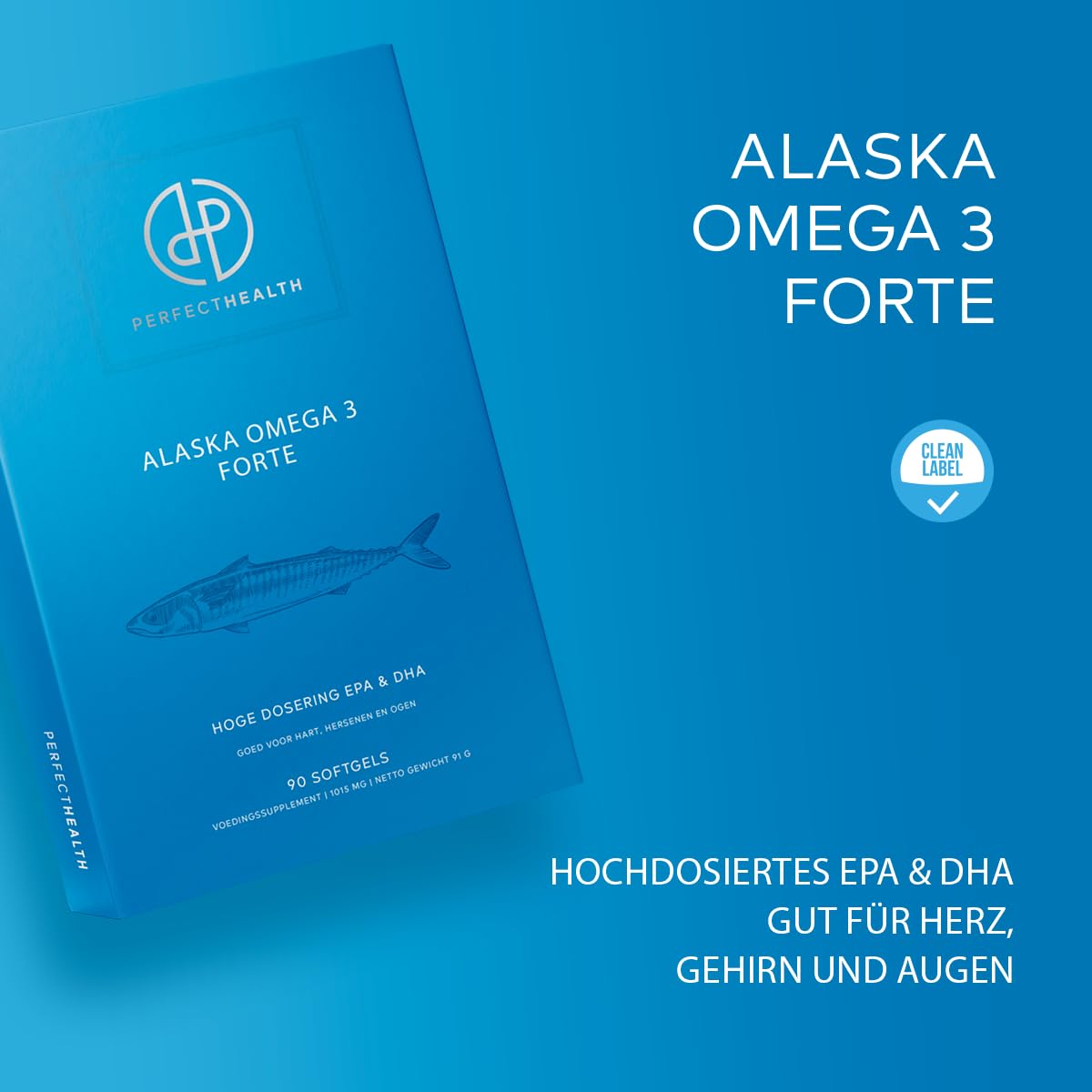 Perfect Health Oméga 3 Gélules Vegan - Haute Concentré 1000mg d'Huile de Poisson - 90 Gélules EPA DHA Haute Concentration - Acides Gras