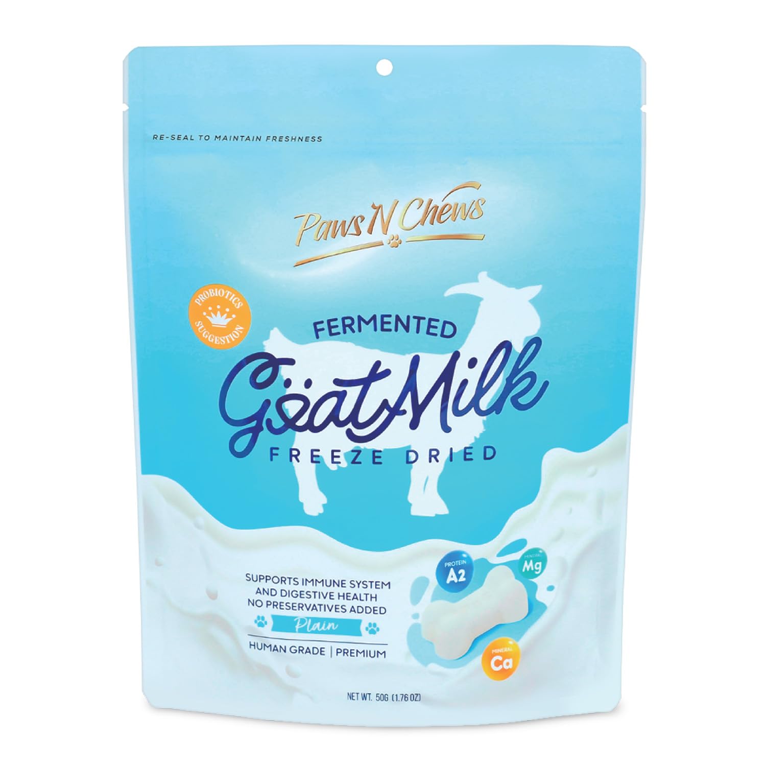 Infinite Pet Probiotics for Dogs & Cats by Paws & Chews - 10 Billion CFUs | Freeze Dried Goat Milk Dog Probiotics for Digestive and Gut Health | Bone Shaped Treats to Stop Diarrhea for Dogs – Plain