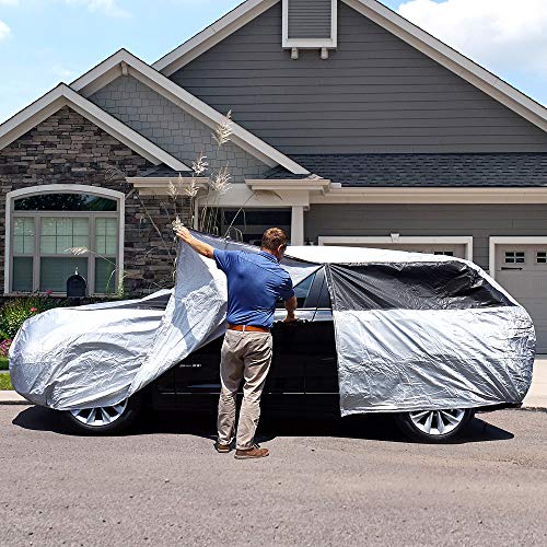Image of Titan Premium Multi-Layer PEVA Car Cover for Compact SUV 170-187 inch. Waterproof, UV Protection, Anti-Scratch Protective Lining, Driver-Side Zippered Opening. Fits Rav4, Rogue, CR-V and More.