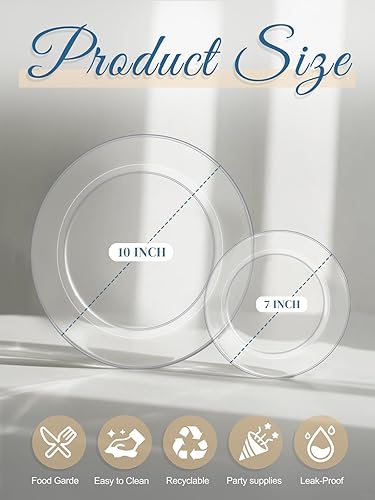 Vista 33 de WDF - Vajilla desechable de plástico para fiesta de boda, Dorado