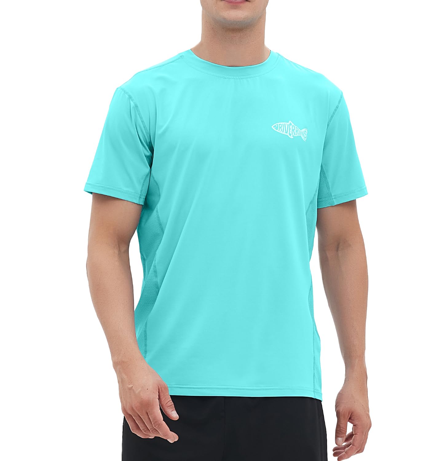 Riverruns Fishing T-Shirt Men’s UPF 50+ Sun Protection Fishing Shirt Short Sleeve Performance Tee #1006