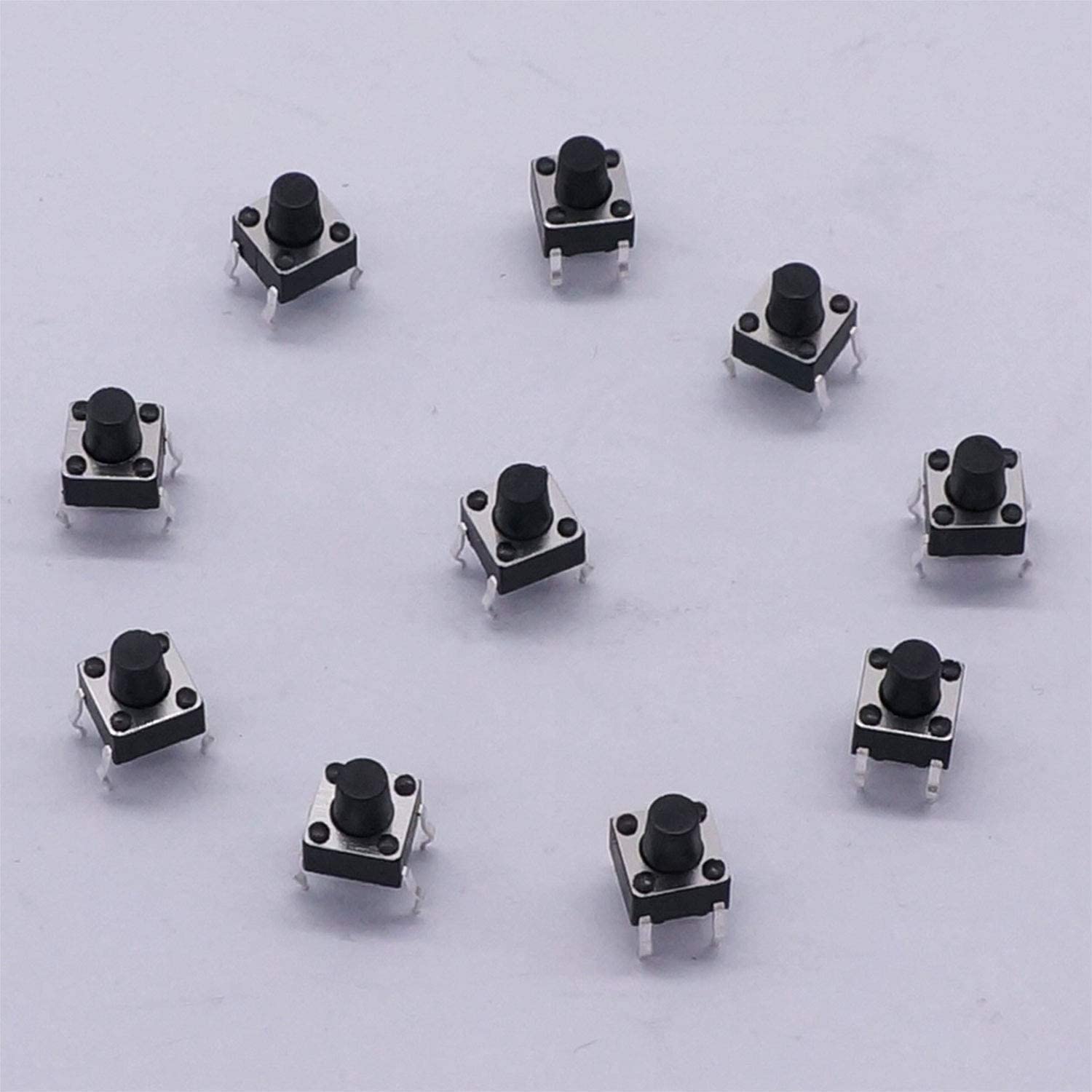 INTERRUPTEURS TACTILES 6x6x6mm - Lot De 100, 4 Broches, Momentané, Pour Projets électroniques (DC12V, -30°C à +70°C) - 8