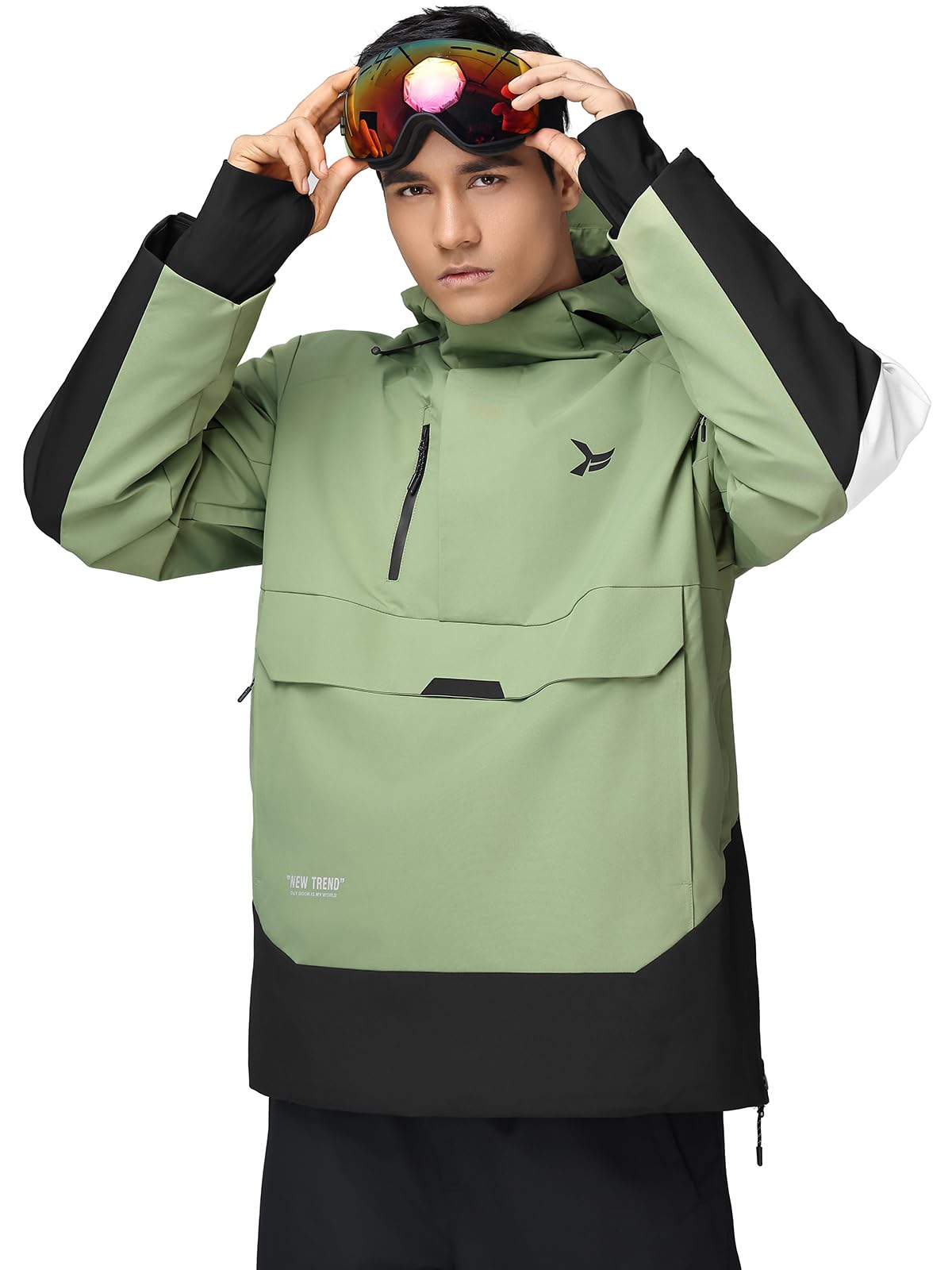 HOTIAN Giacca da sci da uomo calda impermeabile traspirante Sci Termici Giacca Multi-Tasche Adatto Per Sport Invernali E Attività Outdoor In Montagna Antivento con cappuccio rimovibile