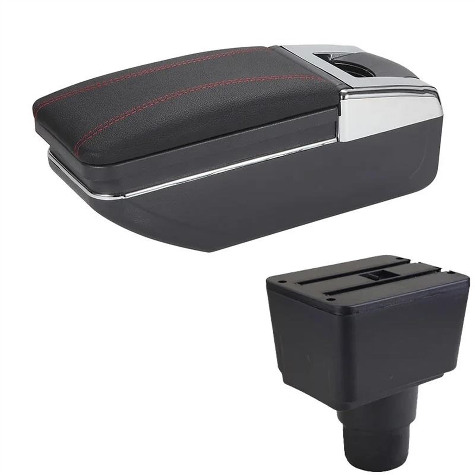 NOHEEU Car Armrest Box Accessories Interior Details Retrofit Storage For EcoSport 2018-2021(C1 Black red No USB)