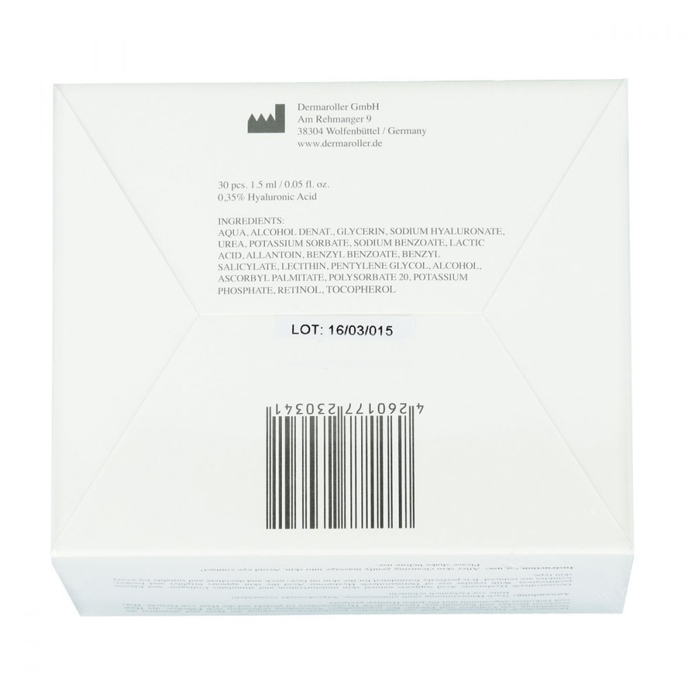 Dermaroller Pack d'ampoules d'acide hyaluronique 0,35 % de 1,5 ml (1x 30 des morceaux)