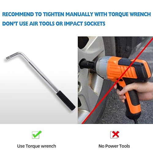 Miniatura 7 de M14x1.5 Tuercas de llanta de púa, juego de 24 unidades, color negro, con 2 llaves de vaso (hexagonal de 0.79 pulgadas, 4.4 pulgadas de alto)