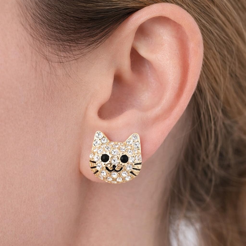 Dog Lovers' Earrings, Different Dog Breed Stud Earrings with Crystals, Rose Gold and Silver Tone - Party, Birthday, or Christmas Gift
