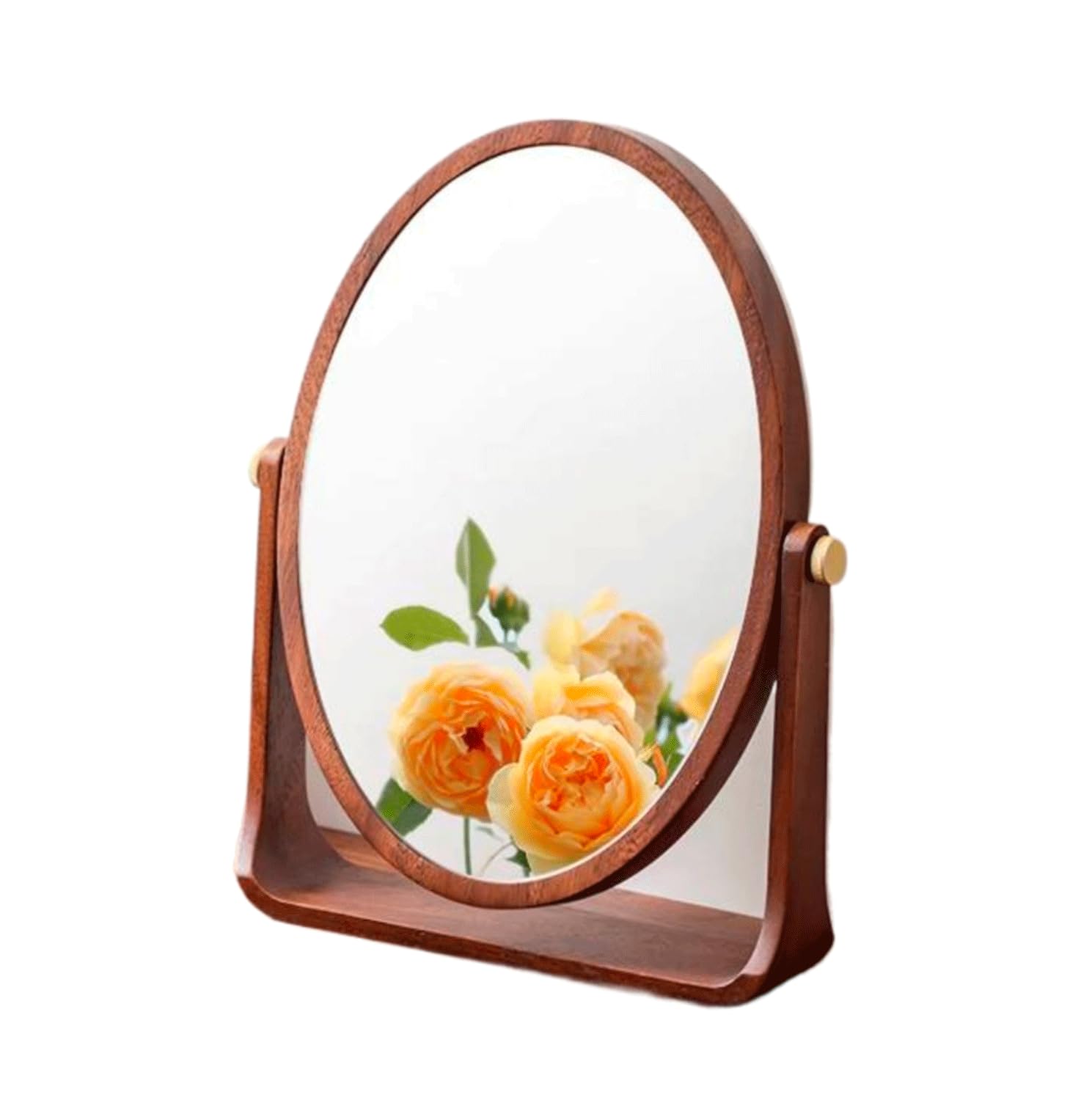 MGEMJMJ Wooden Frame Tabletop Vanity Mirror with Stand - Folding