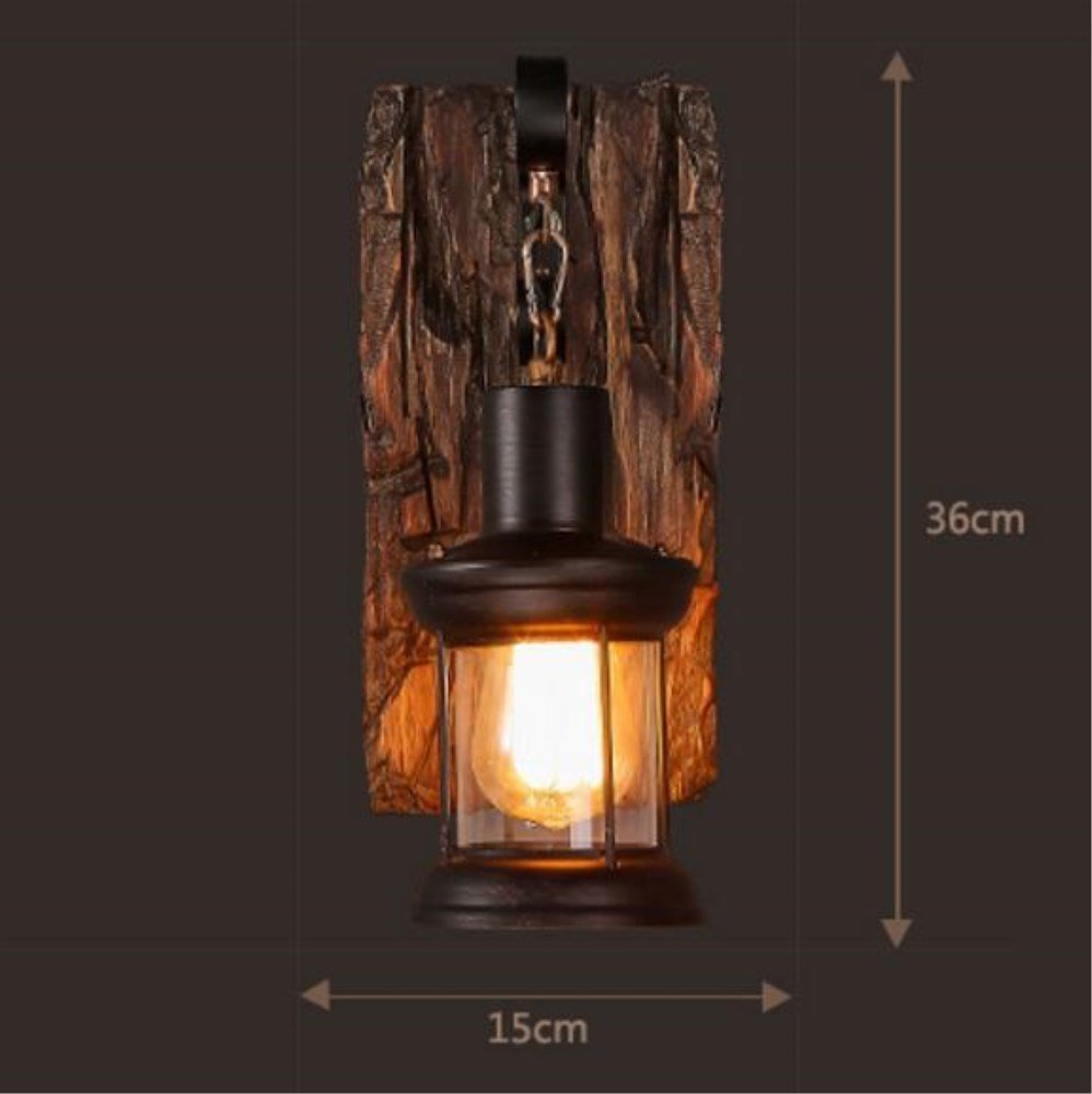 LOFT abbigliamento vintage in legno massiccio American Arts Lanterna bar caffetteria ristorante-camera da letto vetro vintage lampada da parete