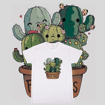 Pampling T-Shirt Enfant Soft Hugs à Manches Courtes - Coton Doux Imprimé Cactus Mignons - 5 Tailles