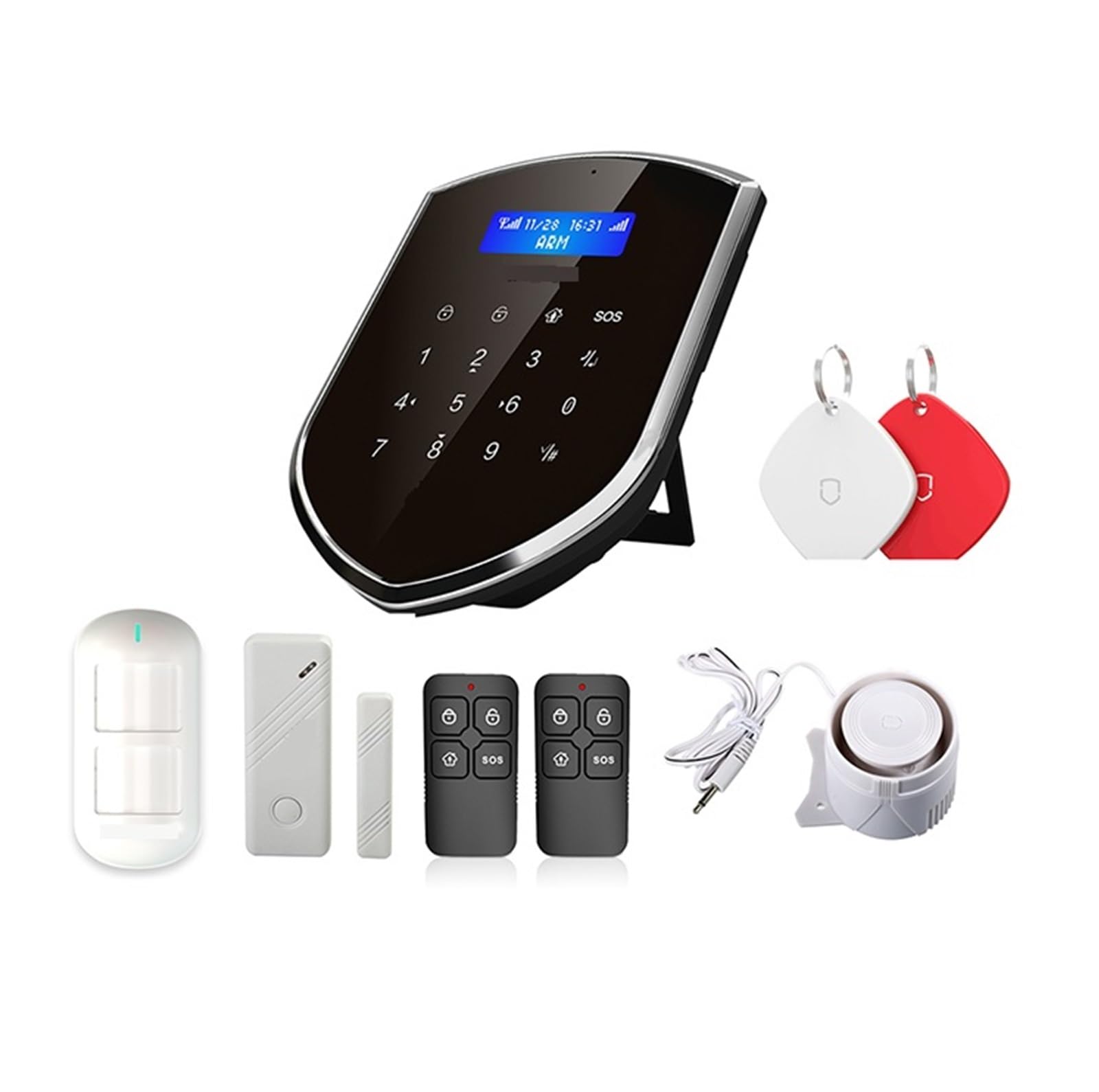 Kit de Alarma, 2.4G DIY De Alarma Antirrobo Inalámbrico De Seguridad For El Hogar Sensor De Puerta Detector De Movimiento Keyfobs 433MHZ
