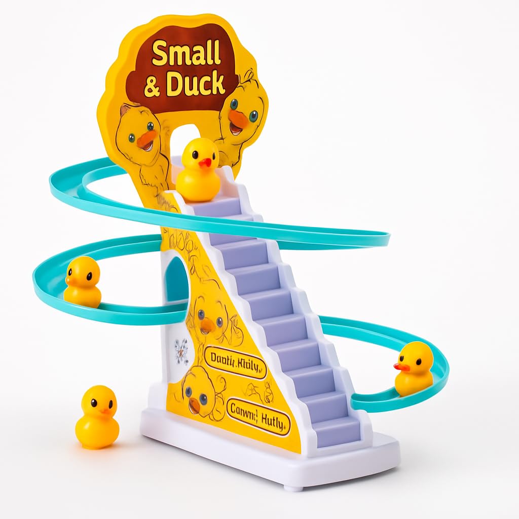 KAVANA® Ducks Toys for Kids - Ducks Chasing Race Slide Game Set - Small Ducks Stair Climbing Toys for Kids, Escalator Toy with Lights and Music - 3 Duck Included (Ducks Slide)-image-26