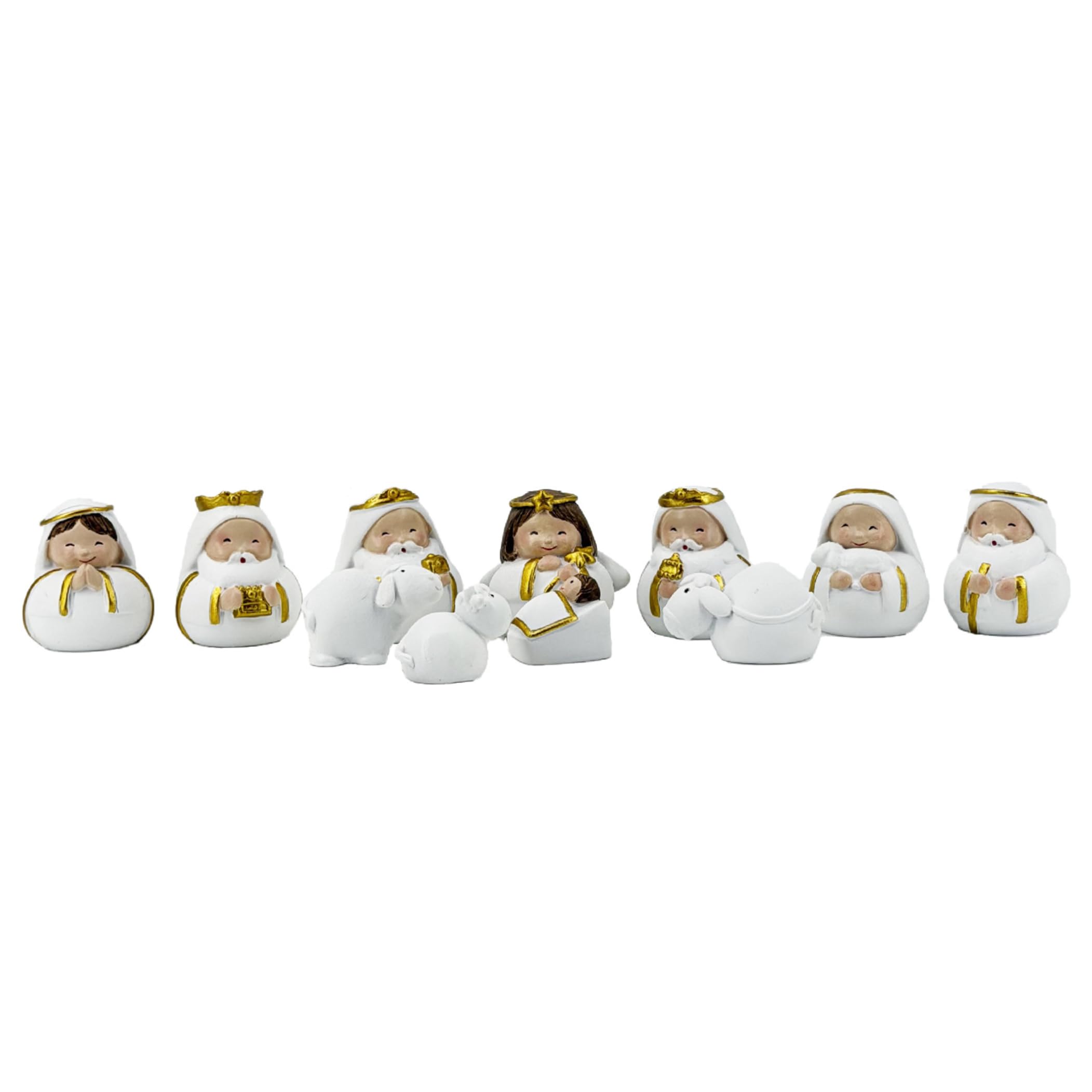 Set per presepe da 11 pezzi, simpatico set per presepe di Natale in resina
